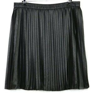 Liz Claiborne Career Skirt Gunmetal Silver Gray Black Metallic Pleated 2X 2XL